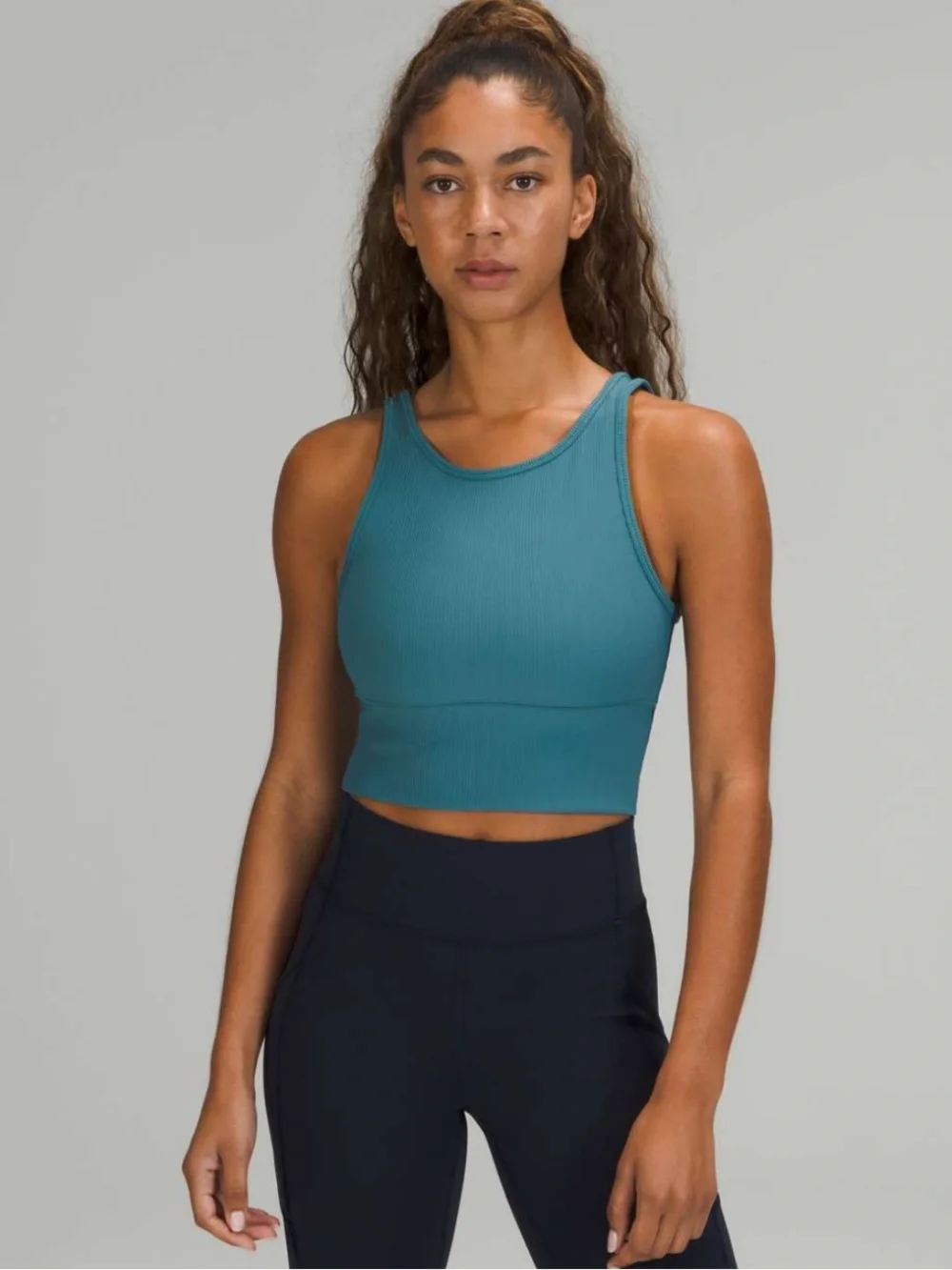 Lululemon M Ribbed Blue Crop Tank